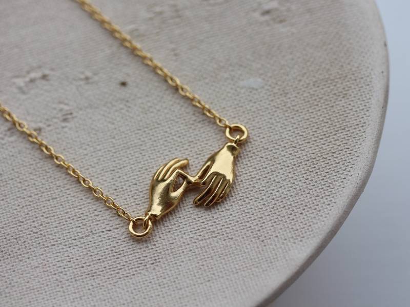 sterling Silber Hände Halskette Gyan Mudra Symbol, in Handarbeit Hergestellt Italien von AMEjewels