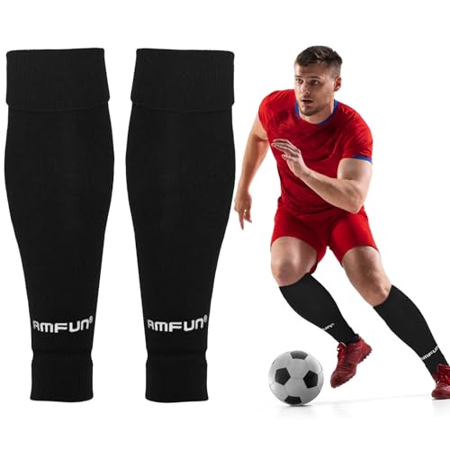 AMFUN Fußball Stutzen, Fußball Sleeves Tubes, Fußballsocken Elastische Atmungsaktive Stutzen, Trainingssocke Sportsocken, Schienbeinschoner Halterung Socken Fussball für Kinder Erwachsene, 30CM von AMFUN