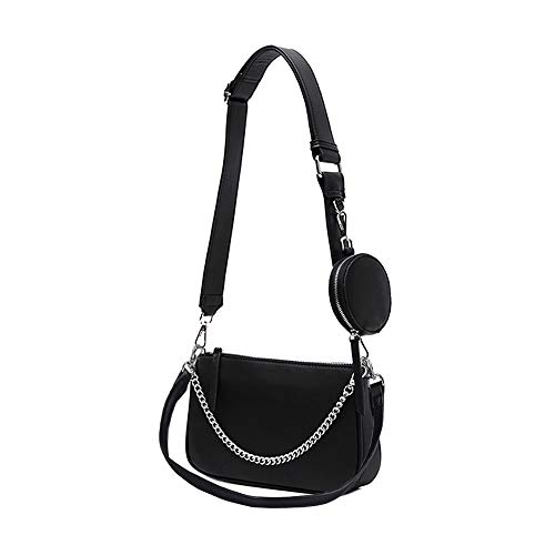 AMHDV Damen Mehrzweck-Umhängetasche, kleine Umhängetasche, modische 3-in-1-Handtasche mit ReiÃŸverschluss und Münzbörse, Schwarz (01-schwarz), Small von AMHDV