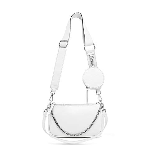 AMHDV Frauen Mehrzweck Crossbody Taschen Kleine Umhängetasche Mode 3 in 1 Reißverschluss Handtaschen mit Münzbörse, 02-weiß, S von AMHDV