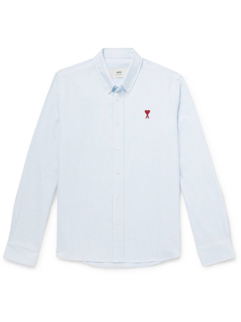 AMI PARIS - ADC Button-Down Collar Logo-Embroidered Striped Cotton Oxford Shirt - Men - Blue - M von AMI PARIS