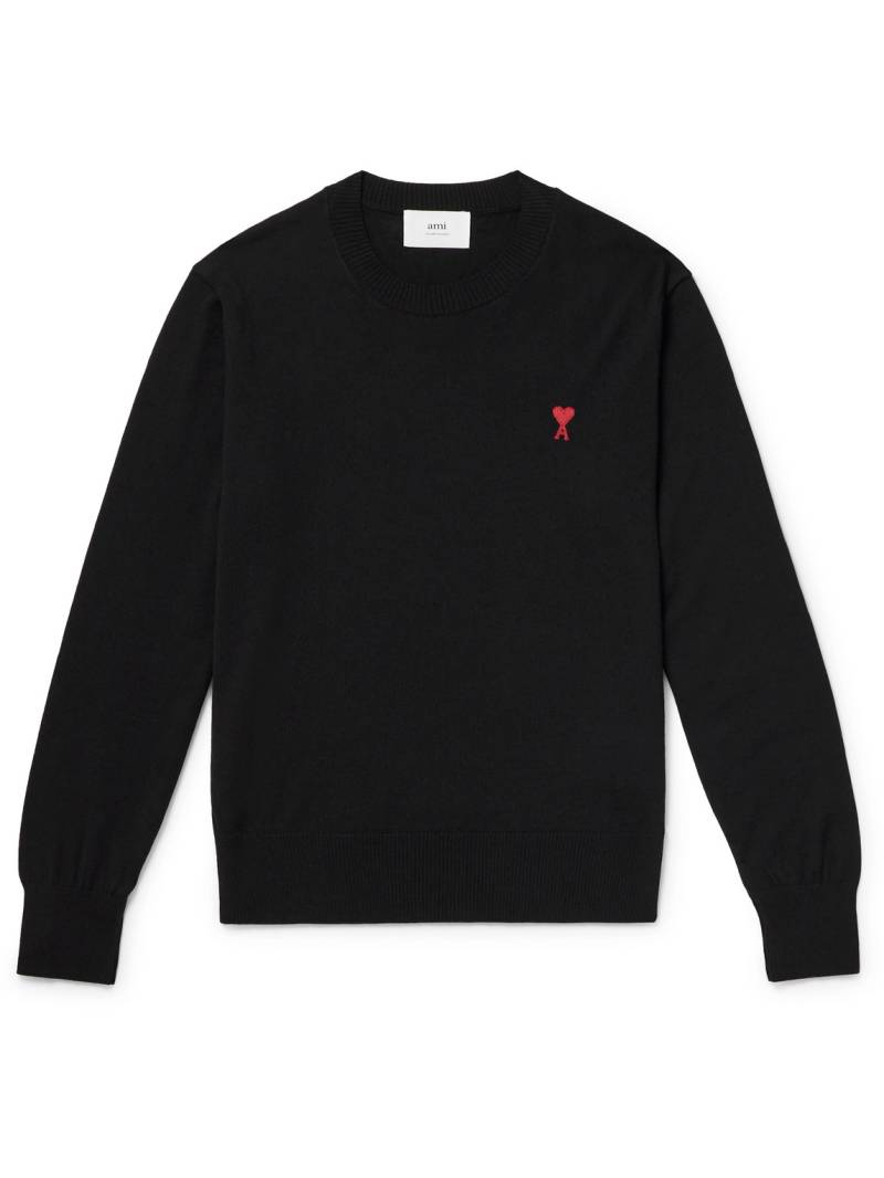 AMI PARIS - ADC Logo-Embroidered Merino Wool Sweater - Men - Black - M von AMI PARIS
