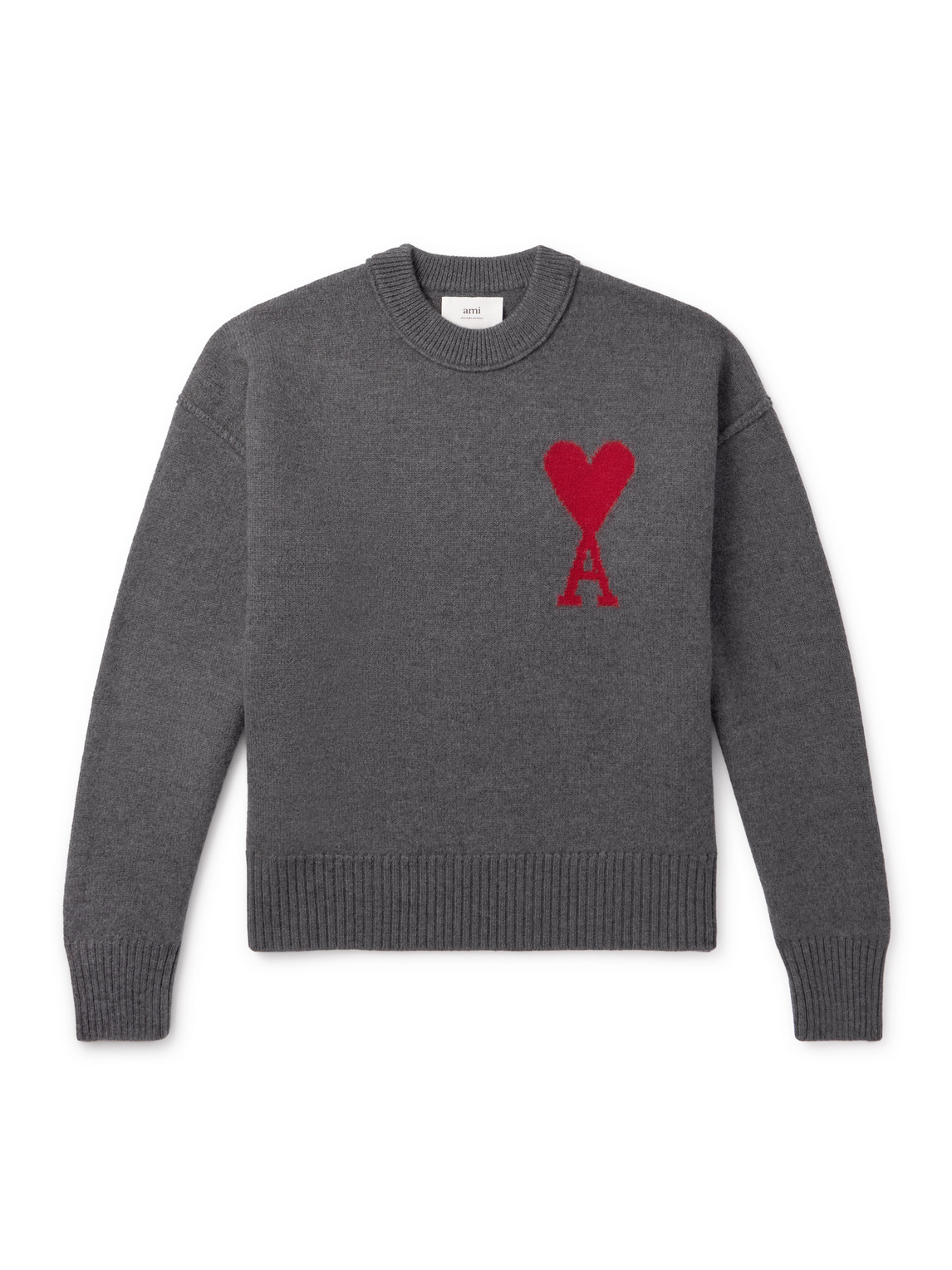 AMI PARIS - ADC Logo-Intarsia Virgin Wool Sweater - Men - Gray - XS von AMI PARIS