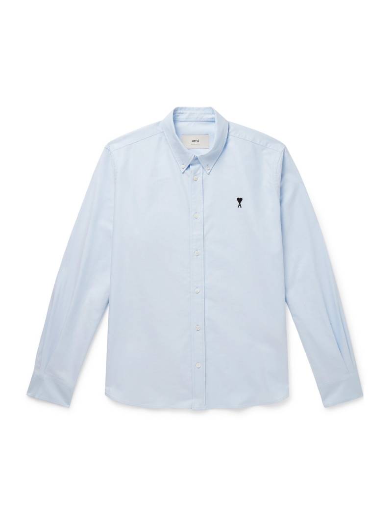 AMI PARIS - Button-Down Collar Logo-Embroidered Cotton Oxford Shirt - Men - Blue - EU 38 von AMI PARIS