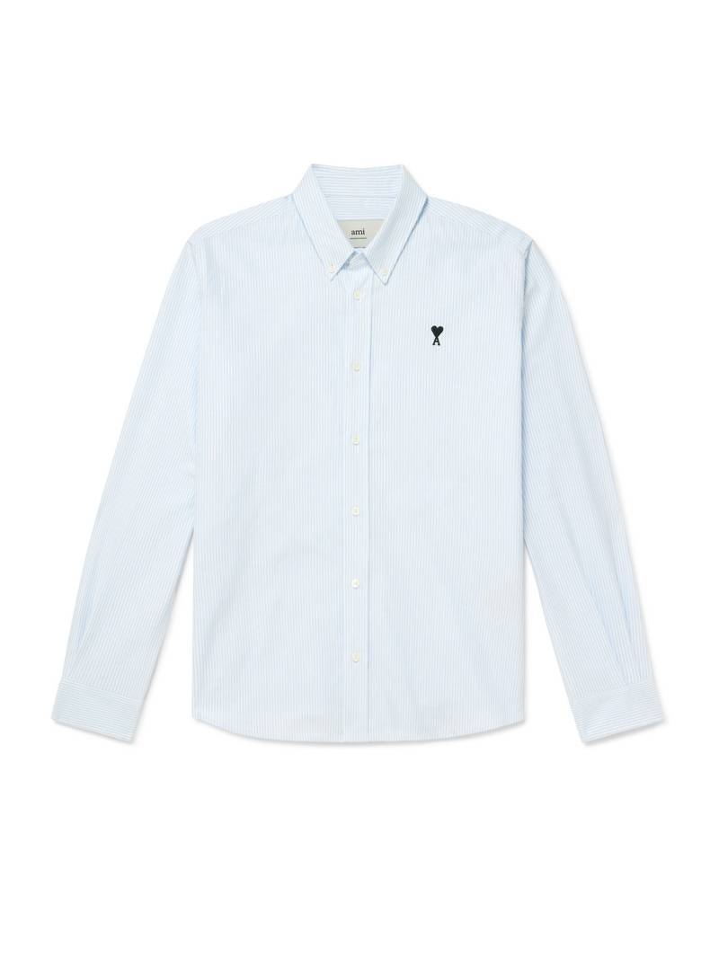 AMI PARIS - Button-Down Collar Logo-Embroidered Cotton Oxford Shirt - Men - Blue - EU 41 von AMI PARIS