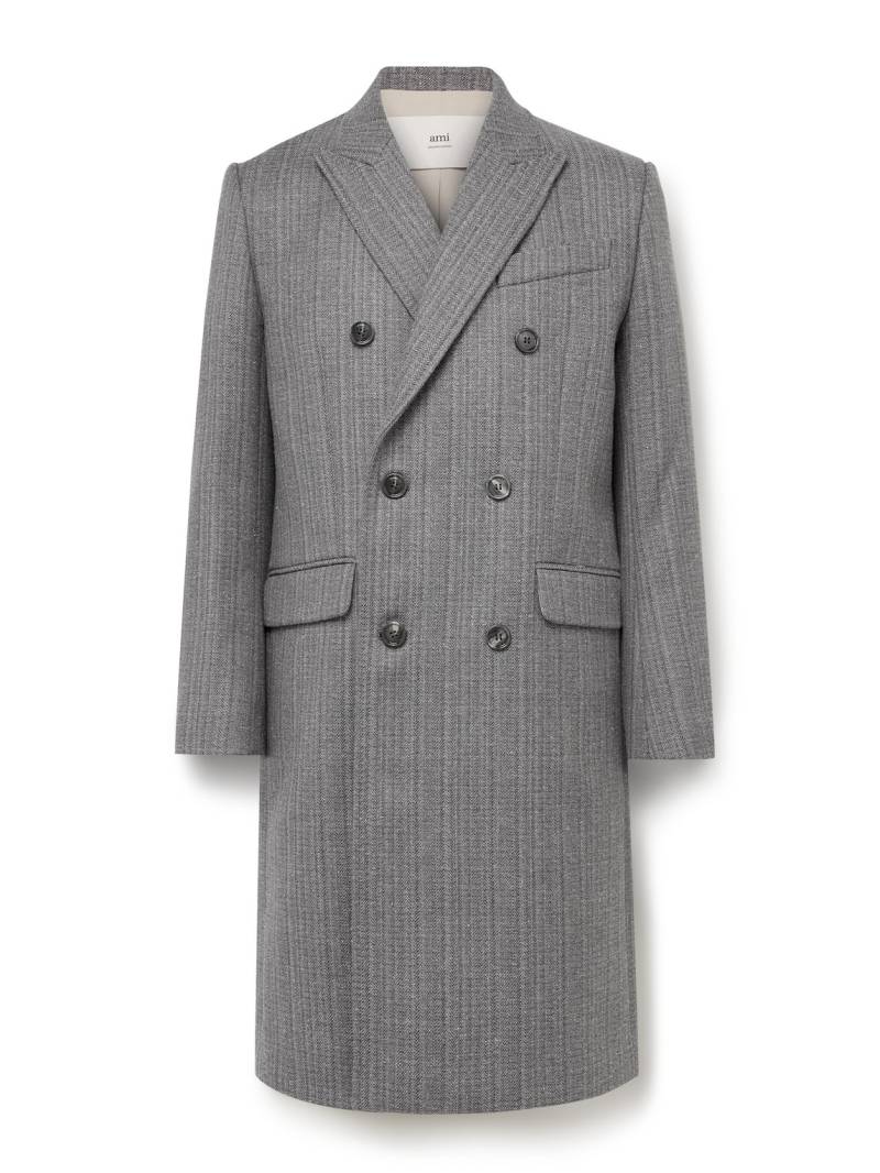 AMI PARIS - Double-Breasted Herringbone Virgin Wool-Blend Coat - Men - Neutrals - IT 48 AMI PARIS - Double-Breasted Herringbone Virgin Wool-Blend Coat - Men - Neutrals - IT 48 von AMI PARIS