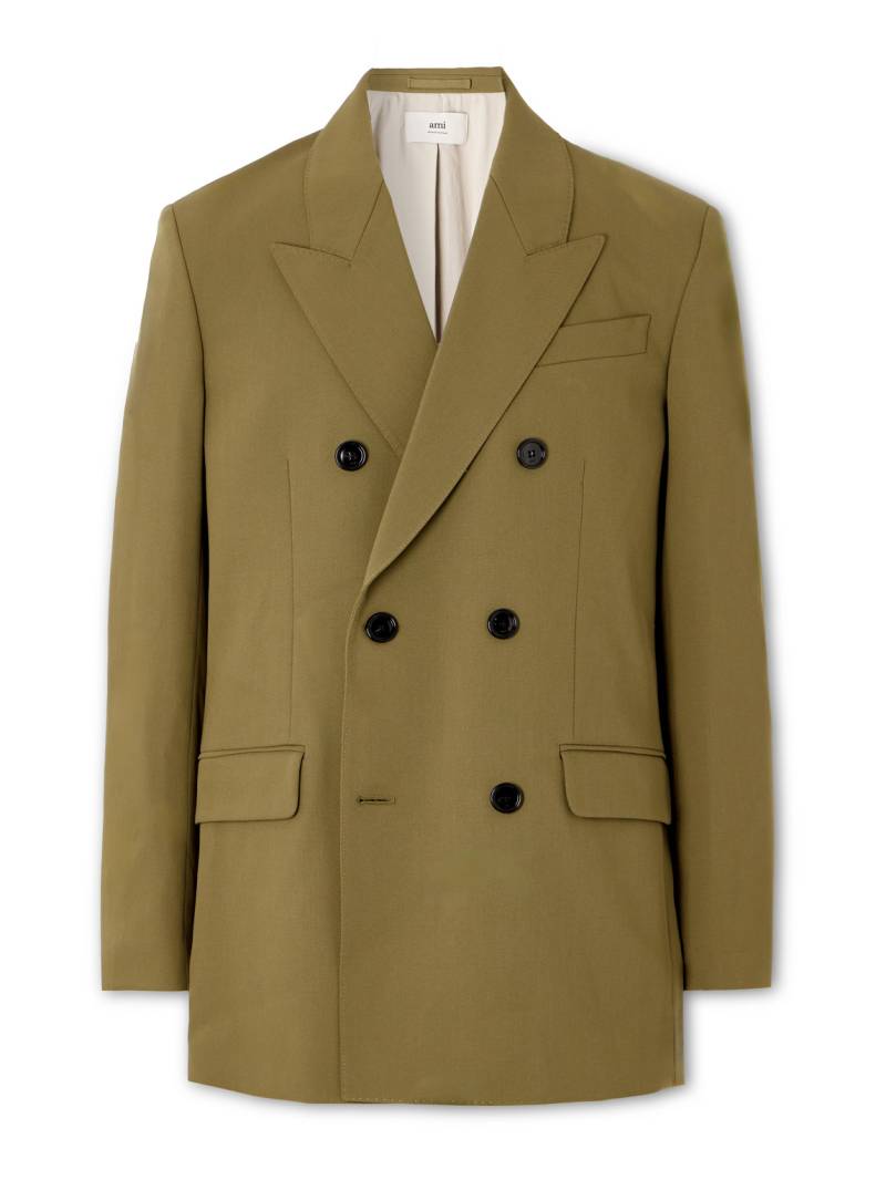 AMI PARIS - Double-Breasted Wool-Tricotine Blazer - Men - Green - IT 54 von AMI PARIS