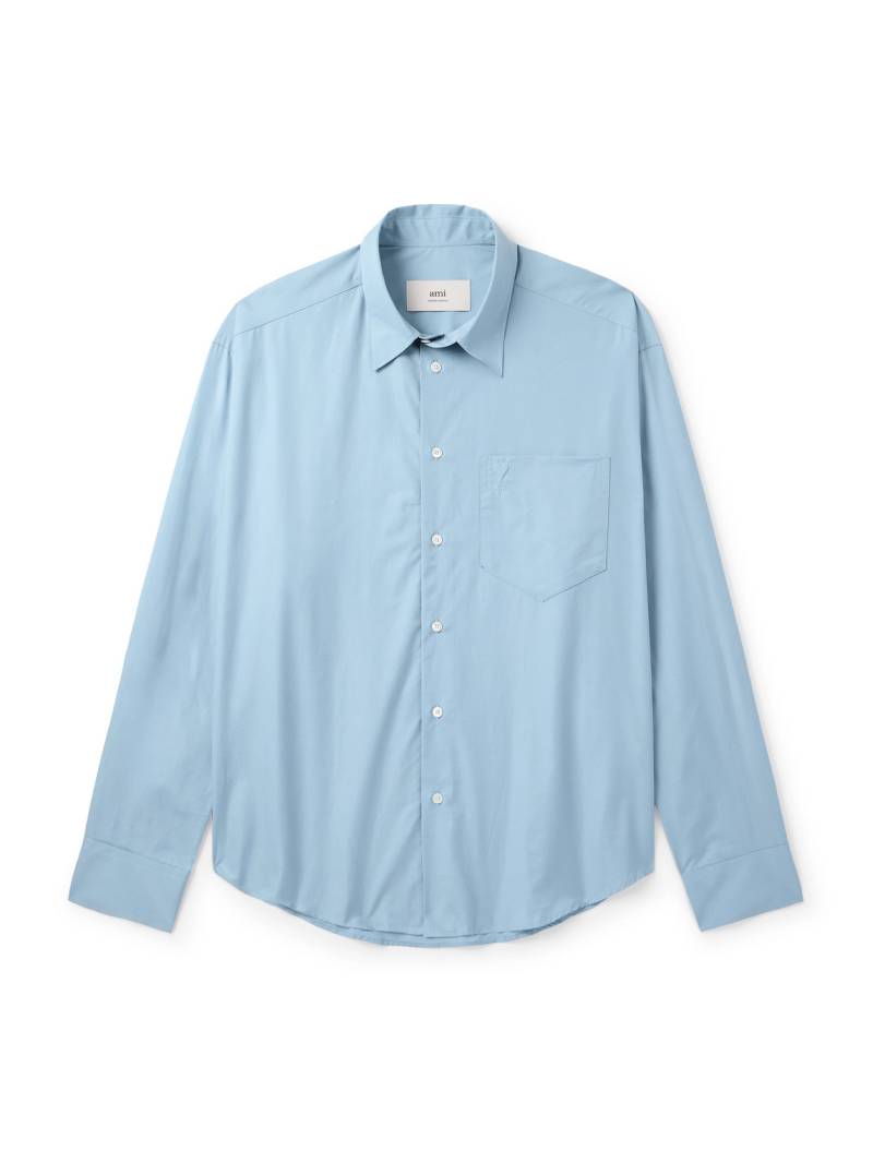 AMI PARIS - Logo-Embossed Cotton-Poplin Shirt - Men - Blue - M von AMI PARIS