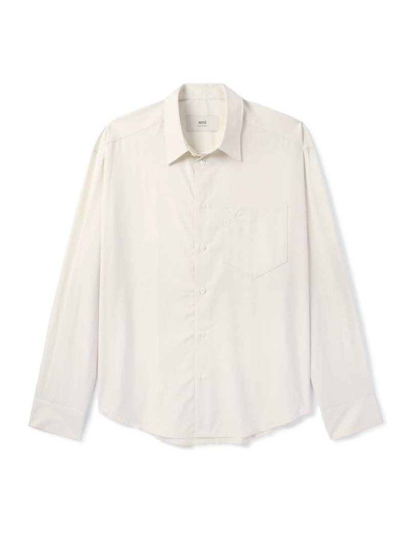 AMI PARIS - Logo-Embossed Cotton-Poplin Shirt - Men - Neutrals - XS von AMI PARIS