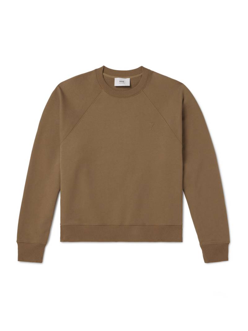 AMI PARIS - Logo-Embroidered Cotton-Jersey Sweatshirt - Men - Brown - M von AMI PARIS