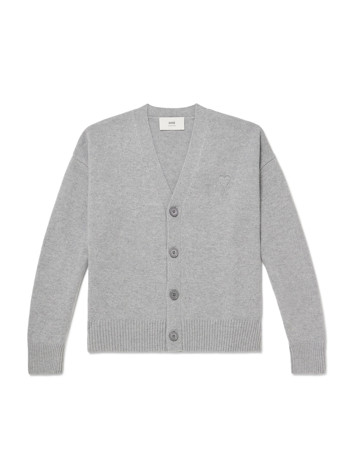 AMI PARIS - Logo-Embroidered Wool and Cashmere-Blend Cardigan - Men - Gray - XL AMI PARIS - Logo-Embroidered Wool and Cashmere-Blend Cardigan - Men - Gray - XL von AMI PARIS