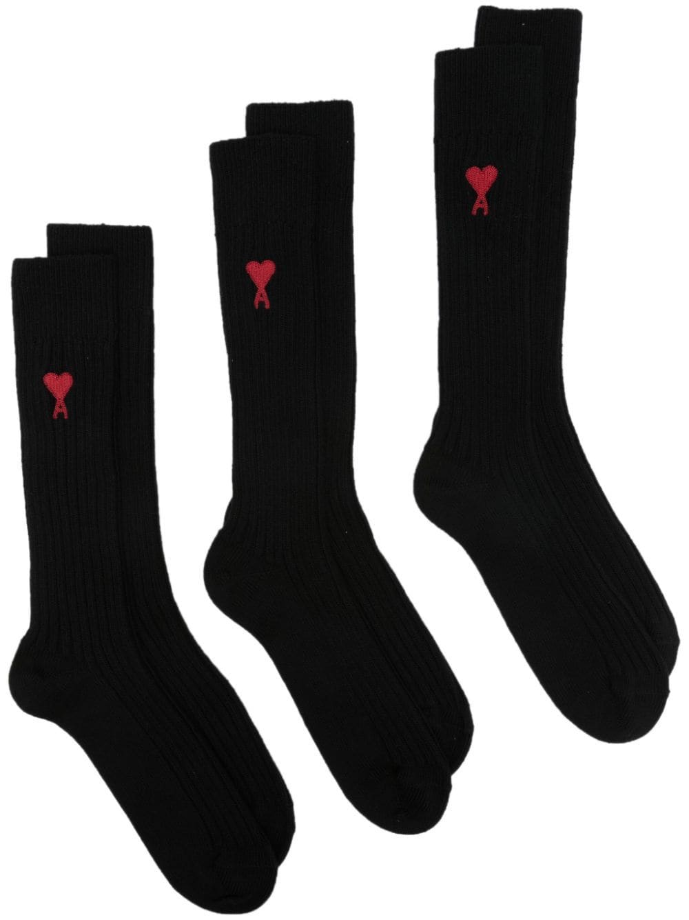 AMI Paris 3er-Pack Intarsien-Socken mit Logo - Schwarz von AMI Paris