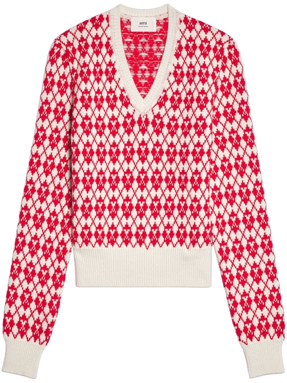 AMI Paris Ami de Coeur Pullover mit Argyle-Muster - Rot von AMI Paris