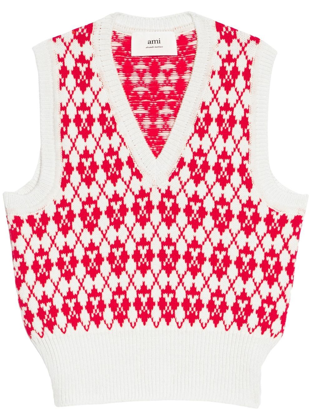 AMI Paris Ami de Coeur Pullunder mit Argyle-Muster - Rot von AMI Paris