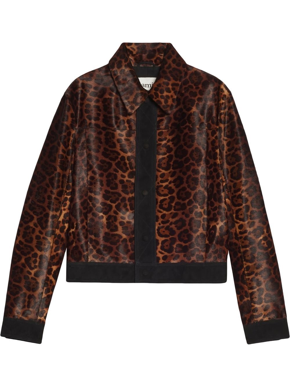 AMI Paris Cropped-Jacke mit Leoparden-Print - Braun von AMI Paris