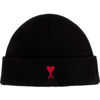 AMI Paris Mützen - Beanie mit rotem Ami De Coeur Logo - Gr. ONE SIZE - in Schwarz - für Damen von AMI Paris