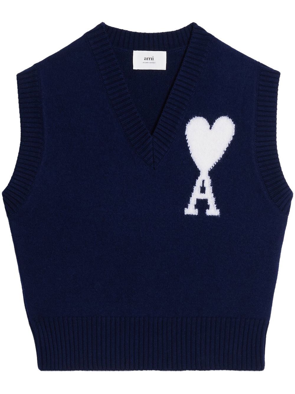 AMI Paris Pullunder mit Intarsien-Logo - Blau von AMI Paris