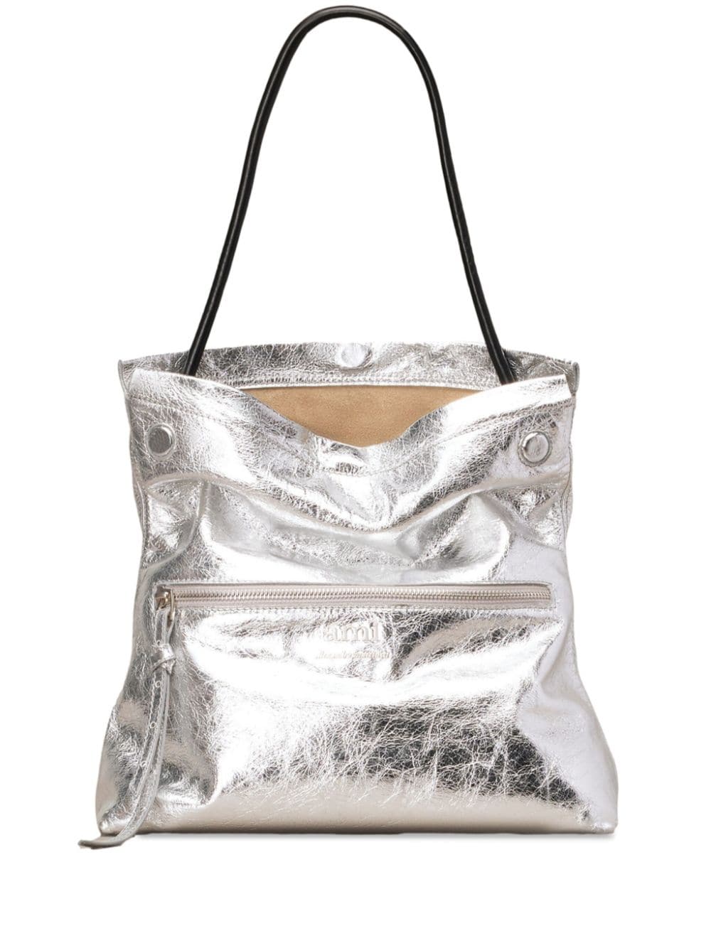 AMI Paris Schultertasche im Metallic-Look mit Klappe - Silber von AMI Paris