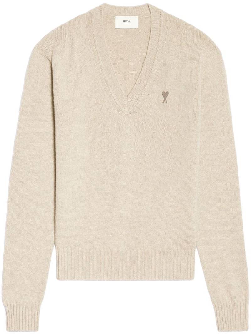 AMI Paris Strickpullover mit V-Ausschnitt - Nude von AMI Paris