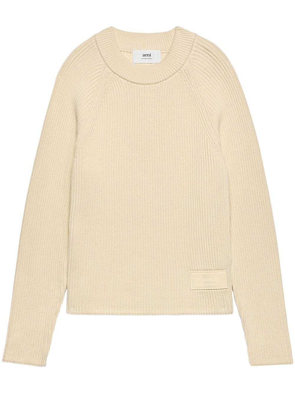 AMI Paris Strickpullover mit Logo-Patch - Nude von AMI Paris