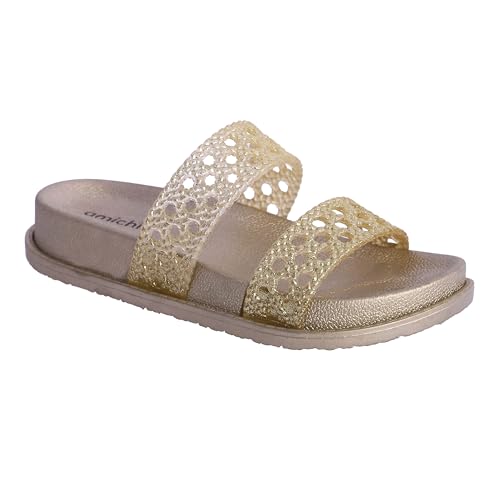 AMICHI Mujer – Chanclas para Playa Y Piscina-Sandalias de Goma Con Suela Antideslizante Y Diseño Ligero Damen Flops für Strand und Pool, Flip-Flop-Sandalen, Gold, 41 EU Weit von AMICHI