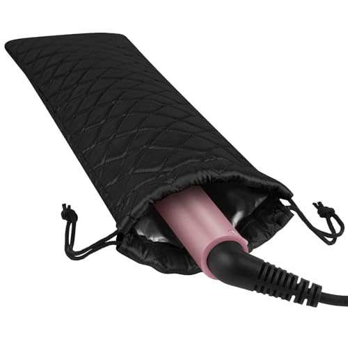 AMIJEAL Hitzebeständige Aufbewahrungstasche für Haarutensilien, tragbare Reise-Kordelzug-Organizer-Abdeckung für Lockenstab, Glätteisen, Glätteisen und andere Styling-Werkzeuge (40,6 x 10,9 cm) von AMIJEAL