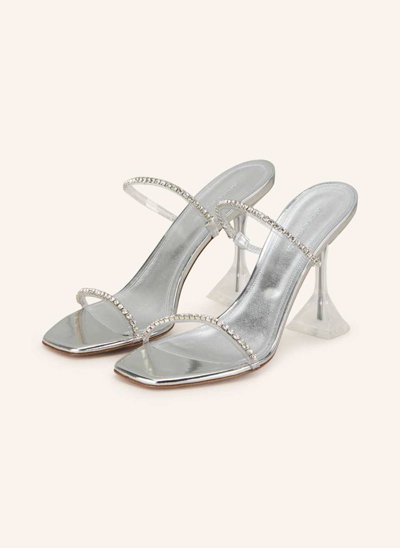 Amina Muaddi Mules Gilda Mit Schmucksteinen silber von AMINA MUADDI