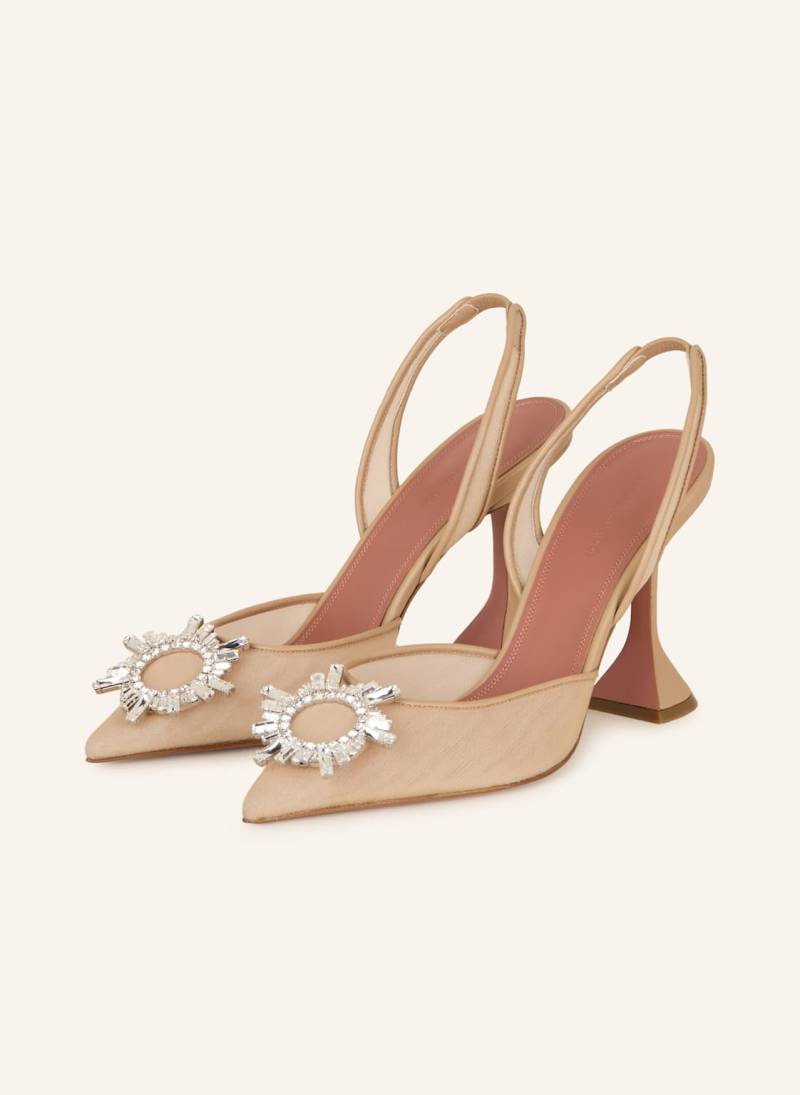 Amina Muaddi Slingpumps Begum Mit Schmucksteinen beige von AMINA MUADDI