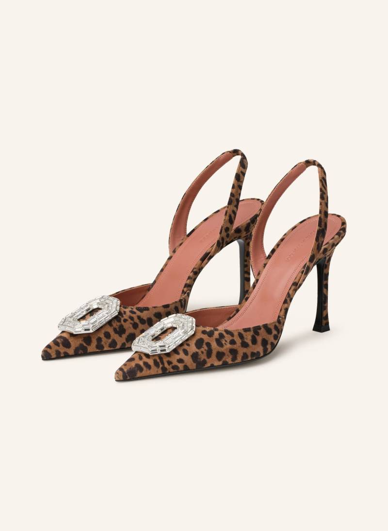 Amina Muaddi Slingpumps Camelia Mit Schmucksteinen braun von AMINA MUADDI