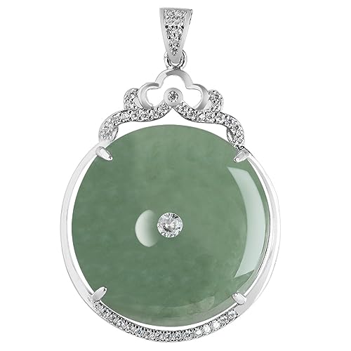 AMINKINA Zeitlose, natürliche grüne Jade-Halskette – modischer Diamant-eingelegter Friedensschnallen-Anhänger – symbolisiert Harmonie und Schutz – ein einzigartiges und wertvolles Geschenk, Jade, Jade von AMINKINA