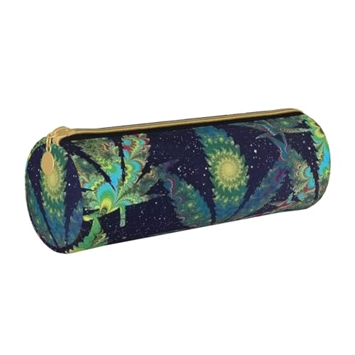 AMINNU A Puff in Time Weed Zylinder-Federmäppchen, strapazierfähiges Federmäppchen, Schüler-Federmäppchen, Reißverschluss-Federmäppchen, geeignet für Schulen und Büros, Unisex, weiß, Einheitsgröße, von AMINNU