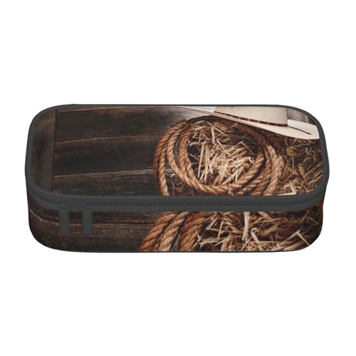 AMINNU American West Rodeo Hat Große Kapazität Federmäppchen Multifunktionales Federmäppchen für Teenager mit Reißverschluss Geeignet für Schulen und Büros, Schwarz , Einheitsgröße, Kosmetiktasche von AMINNU