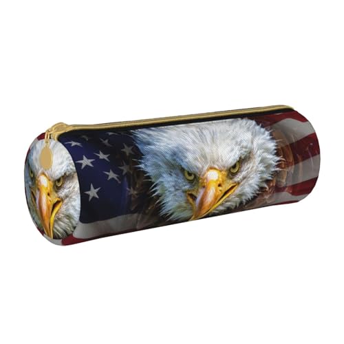 AMINNU Amerikanischer Weißkopfseeadler Zylinder-Federmäppchen, strapazierfähiges Federmäppchen, Schüler-Federmäppchen, Reißverschluss-Federmäppchen, geeignet für Schulen und Büros, Unisex, weiß, von AMINNU