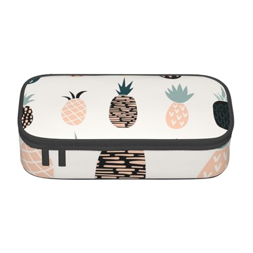 AMINNU Ananas Große Kapazität Federmäppchen, Multifunktionales Federmäppchen, Federmäppchen für Teenager, mit Reißverschluss, geeignet für Schulen und Büros, Schwarz , Einheitsgröße, Kosmetiktasche von AMINNU