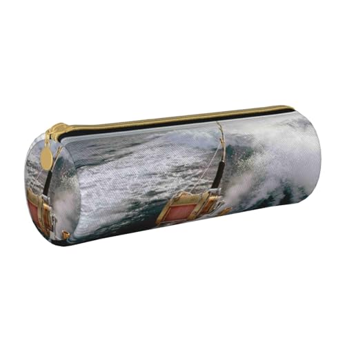 AMINNU Angelrute Zylinder Federmäppchen Langlebig Federmäppchen Schüler Federmäppchen Reißverschluss Federmäppchen Geeignet für Schulen und Büros, Unisex, weiß, Einheitsgröße, Kosmetiktasche von AMINNU