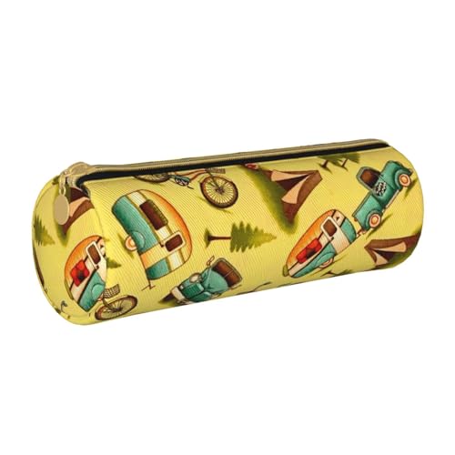 AMINNU Auto und Fahrrad Zylinder Federmäppchen Langlebig Federmäppchen Schüler Federmäppchen Reißverschluss Federmäppchen Geeignet für Schulen und Büros, Unisex, weiß, Einheitsgröße, Kosmetiktasche von AMINNU