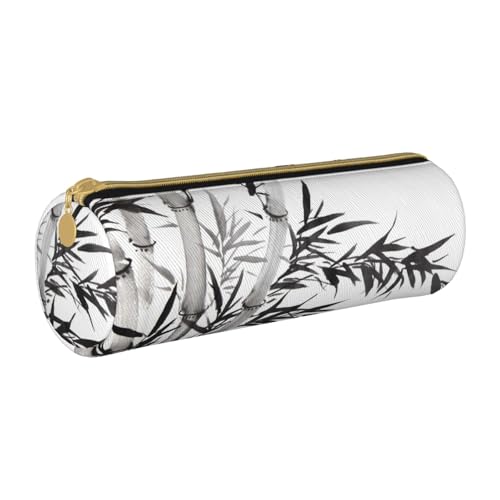 AMINNU Bamboo Tree Image Chinese Calligraphy Cylinder Pencil Case Durable Pencil Case Student Pencil Case Zipper Pencil Case Suitable for Schools and Offices, Unisex, weiß, Einheitsgröße, von AMINNU
