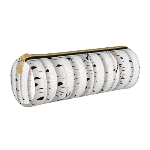 AMINNU Birke Tree Zylinder Federmäppchen, strapazierfähiges Federmäppchen, Schüler-Federmäppchen, Reißverschluss-Federmäppchen, geeignet für Schulen und Büros, Unisex, weiß, Einheitsgröße, von AMINNU