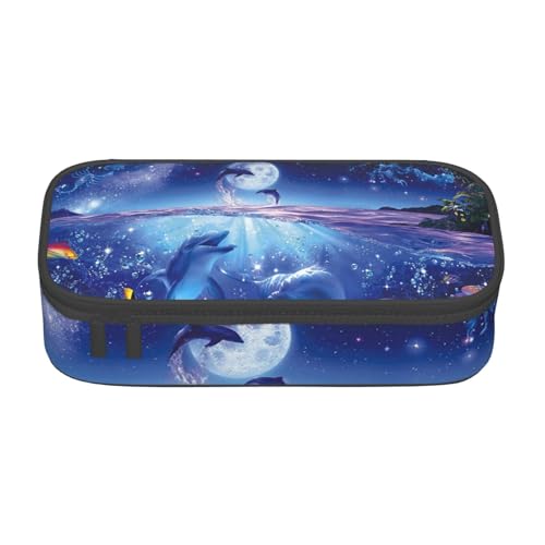 AMINNU Blaue Marine Life Große Kapazität Federmäppchen Multifunktionales Federmäppchen Federmäppchen für Teenager mit Reißverschluss Geeignet für Schulen und Büros, Schwarz , Einheitsgröße, von AMINNU
