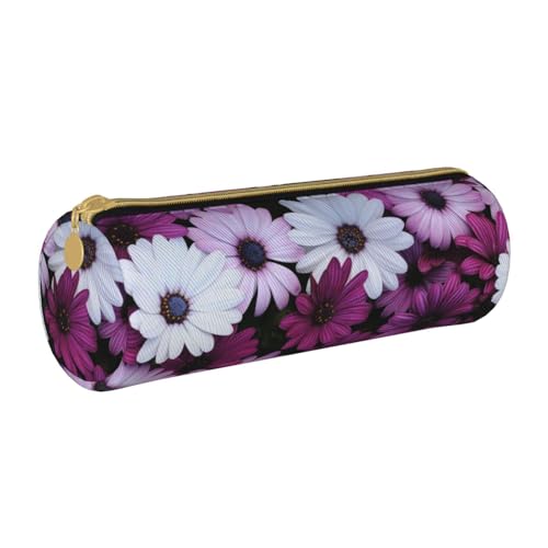 AMINNU Blüte Blume Zylinder Federmäppchen Langlebig Federmäppchen Schüler Federmäppchen Reißverschluss Federmäppchen Geeignet für Schulen und Büros, Unisex, weiß, Einheitsgröße, Kosmetiktasche von AMINNU