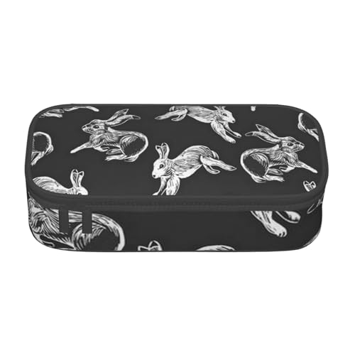 AMINNU Bunny Rabbit Große Kapazität Federmäppchen, Multifunktionales Federmäppchen, Federmäppchen für Teenager, mit Reißverschluss, geeignet für Schulen und Büros, Schwarz , Einheitsgröße, von AMINNU