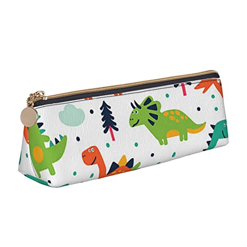 AMINNU Bunte Dinosaurier-Federmäppchen, multifunktionales Federmäppchen, Schüler-Federmäppchen, mit Reißverschluss, geeignet für Schulen und Büros, Unisex, weiß, Einheitsgröße, Kosmetiktasche von AMINNU