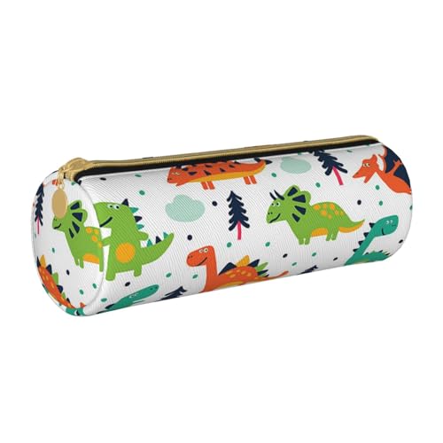 AMINNU Bunte Dinosaurier-Federmäppchen, robustes Federmäppchen, Schüler-Federmäppchen, Reißverschluss-Federmäppchen, geeignet für Schulen und Büros, Unisex, weiß, Einheitsgröße, Kosmetiktasche von AMINNU