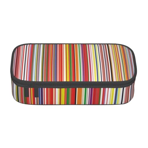 AMINNU Bunte Streifen Große Kapazität Federmäppchen Multifunktionales Federmäppchen Federmäppchen für Teenager mit Reißverschluss Geeignet für Schulen und Büros., Schwarz , Einheitsgröße, von AMINNU