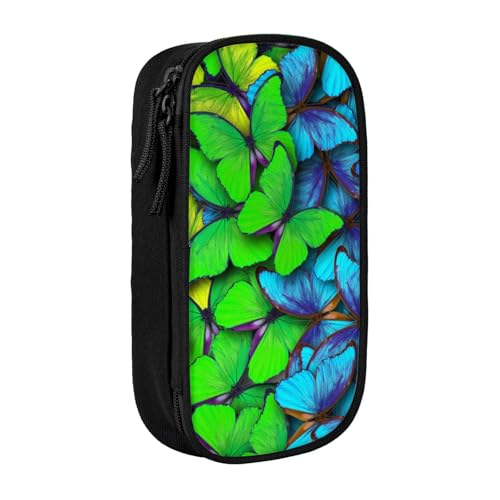 AMINNU Buntes Schmetterling-Federmäppchen, multifunktionales Federmäppchen, Schüler-Federmäppchen, mit Reißverschluss, geeignet für Schulen und Büros, Unisex., Schwarz , Einheitsgröße, Kosmetiktasche von AMINNU