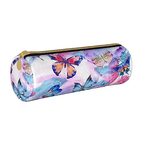 AMINNU Buntes Schmetterlings-Federmäppchen, robustes Federmäppchen, Schüler-Federmäppchen, Reißverschluss-Federmäppchen, geeignet für Schulen und Büros, Unisex, weiß, Einheitsgröße, Kosmetiktasche von AMINNU