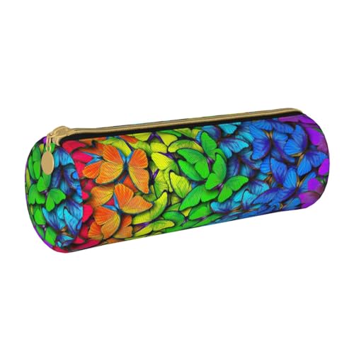 AMINNU Buntes Schmetterlings-Federmäppchen, robustes Federmäppchen, Schüler-Federmäppchen, Reißverschluss-Federmäppchen, geeignet für Schulen und Büros, Unisex, weiß, Einheitsgröße, Kosmetiktasche von AMINNU