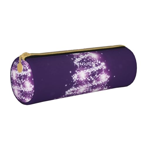 AMINNU Christmas Purple Tree Cylinder Pencil Case, Durable Pencil Case, Student Pencil Case, Zipper Pencil Case.Suitable for Schools and Offices, Unisex, weiß, Einheitsgröße, Kosmetiktasche von AMINNU