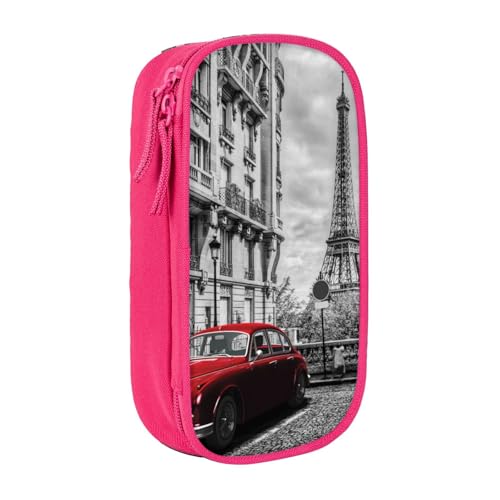 AMINNU City Street rotes Auto Federmäppchen, Multifunktionales Federmäppchen, Schülermäppchen, mit Reißverschluss, geeignet für Schulen und Büros, Unisex, rose, Einheitsgröße, Kosmetiktasche von AMINNU