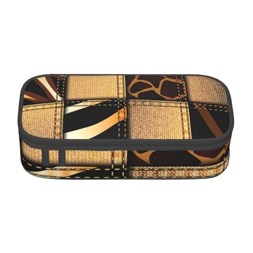 AMINNU Denim Patchwork Große Kapazität Federmäppchen Multifunktionales Federmäppchen Federmäppchen für Teenager mit Reißverschluss Geeignet für Schulen und Büros, Schwarz , Einheitsgröße, von AMINNU